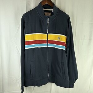 NWT Original Penguin Colorblock Stripe Track Jacket Mens XL 'Dark Sapphire' Blue